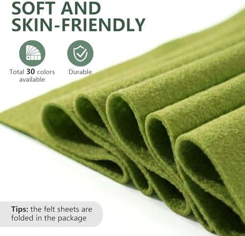 Fern Geen Felt Fabric 36'' X 36'', 1.4mm Large Felt Sheets Soft Durable Crafts