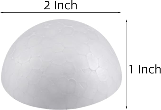 Crafjie 22PCS 2 Inchs White Foam Balls Half Round Polystyrene Half Foam Balls