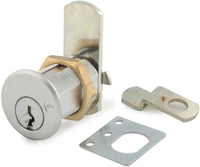 Olympus Lock DCN3 Rekeyable Cam Lock | 1-3/8" Cylinder 915 Key, Keyed Alike | US26D Chrome Cabinet Lock | Grade 1 Reversible for Doors & Drawers