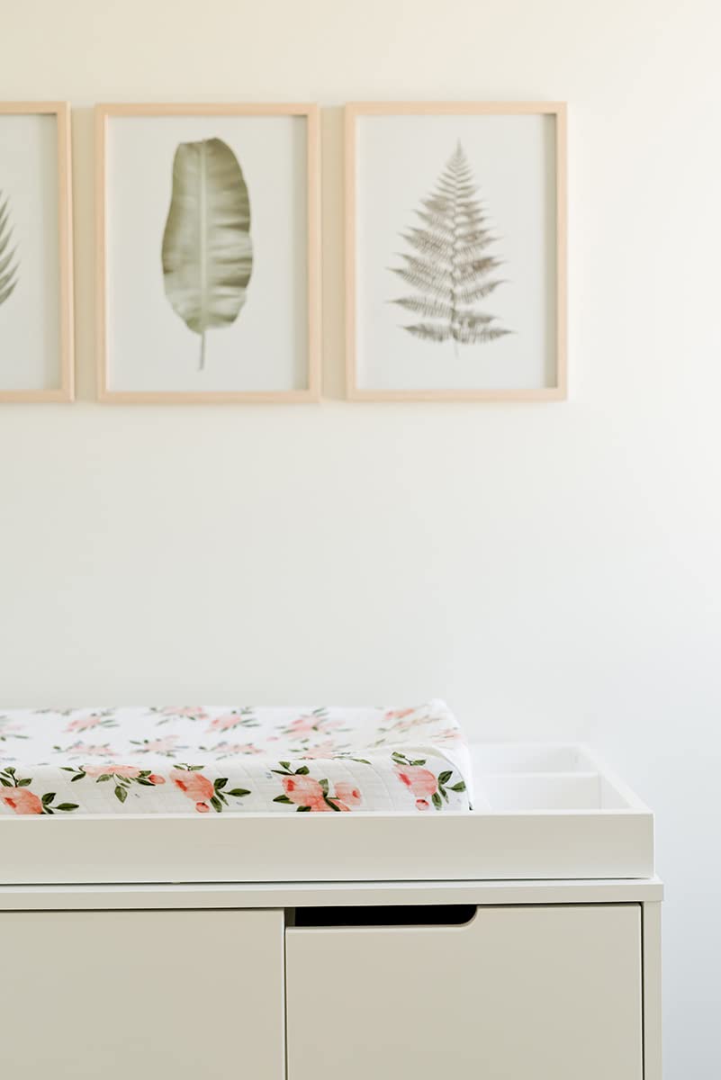 Little Unicorn Premium Changing Pad Cover | Extra Soft & Breathable Muslin Fabric (Watercolor Roses)