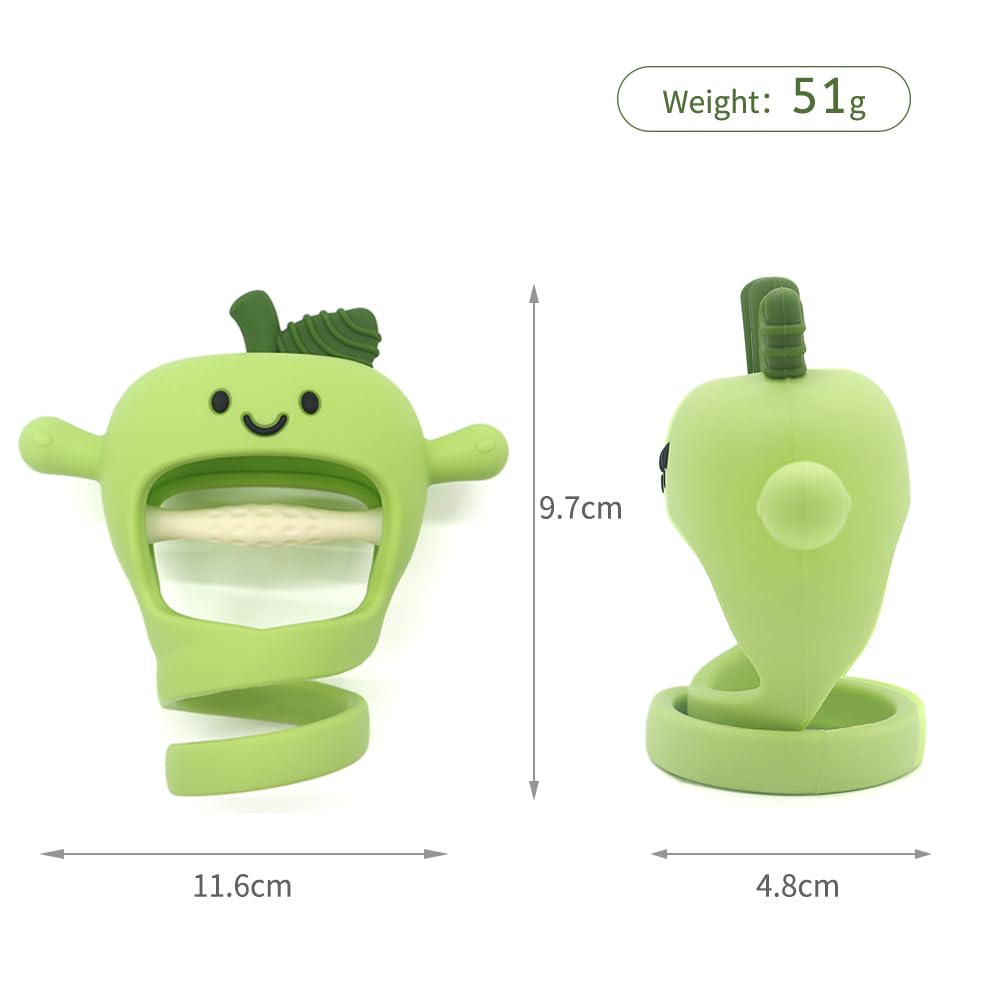 Baby High Chair Suction Toys Teething Chew - Silicone Apple Teething Relief Toys Silicone Teethers Table Toys, Food Grade Silicon for 6 12 18 Months(Green)
