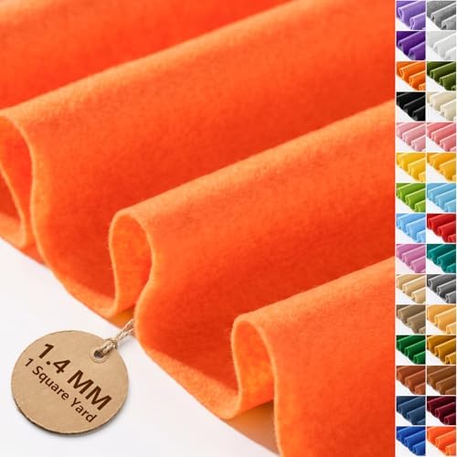 Neon Orange Felt Fabric 36'' X 36'', 1.4mm Large Felt Sheets Soft Durable