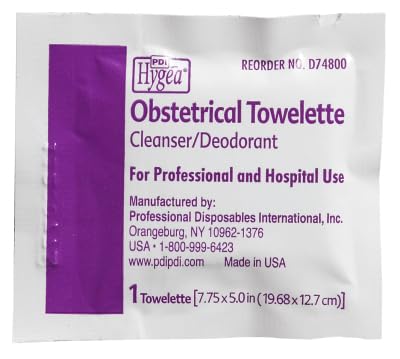 Hygea Obstetrical Towelette, Postpartum Care, Feminine Personal Cleansing Wipe, With Benzalkonium Chloride, Individually Wrapped, 100 Wipes Per Box