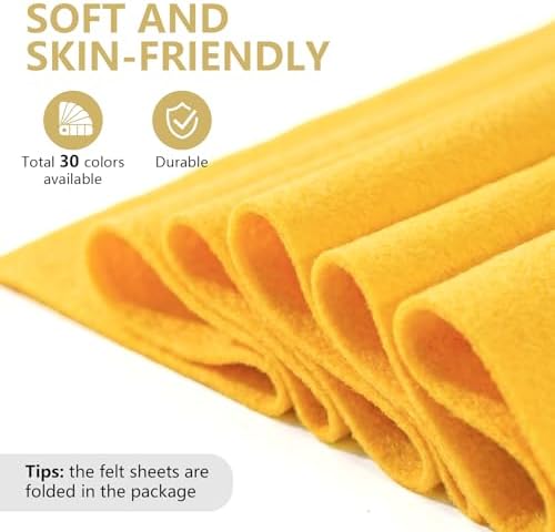Mustard Yellow Felt Fabric 36'' X 36'', 1.4mm Large Felt Sheets Soft Durable
