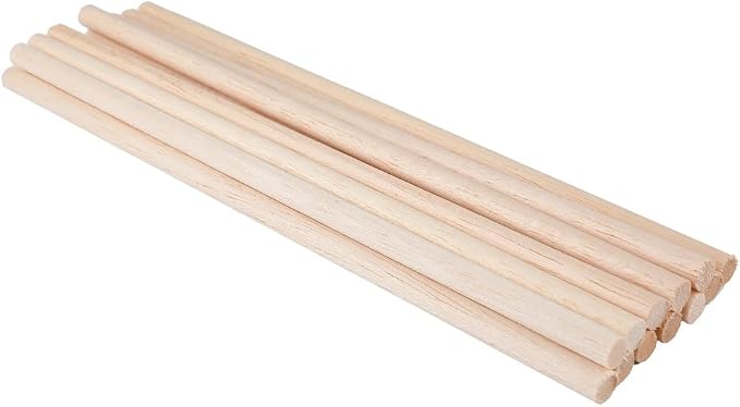 12 Pack Round Wood Dowel Rods 3/8x3/8x12 Inch Balsa Wood Sticks φ3/8 Inch
