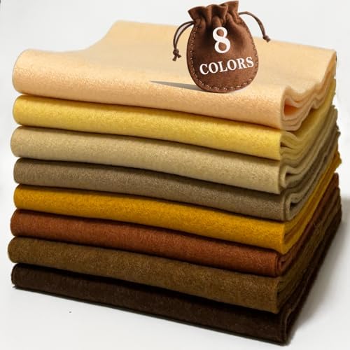 Brown 8 Assorted Soft Felt Sheets Fabric, Each 8'' x 36'' 1.6mm Thick | Long