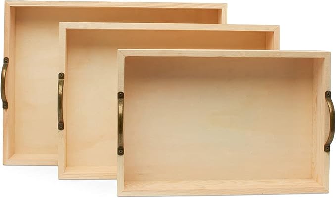 Unfinished Wood Nesting Serving Trays