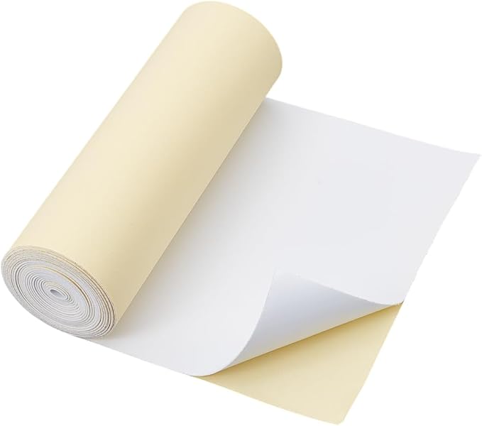 BENECREAT 118x8 Inch White Self Adhesive EVA Foam Roll, 1mm Thick Waterproof