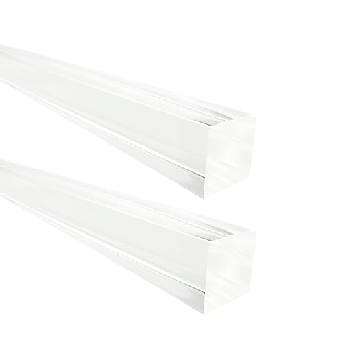 2Pcs Heavy-Duty Clear Acrylic Square Rods, 20mm x 300mm Thick Transparent