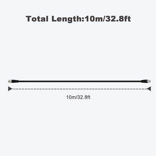 Alvin's Cables M12 X Coded 8 Pin Male to RJ45 Shielded Ethernet Cable M12 8 Position Cat6a Cable for Cognex Industrial Camera 10M/32.8ft