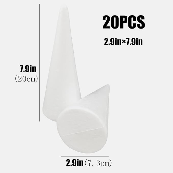 FFchuanhe 20-Pack Craft Foam Cones, Foam Tree Cones,