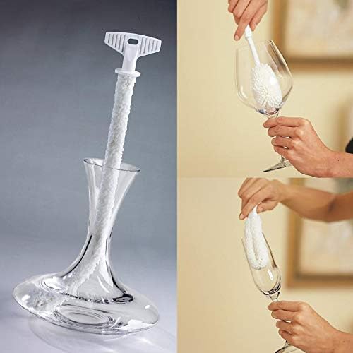 Set of 3 Glassware Cleaning Brush Kit - Non-Scratch, Foam Wine Glass Cleaning Brush Set for Glassware, Decanter, Mug, Stemware - for Home, Restaurant, Bar, Hotel - by FryOilSaver Co.