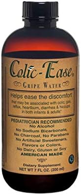 Gripe Water for Babies by Colic-Ease – Natural Colic Relief for Newborns Gas Pain Upset Stomach Hiccups and Fussiness – Herbal Baby Remedy with 5 Essential Oils No Preservatives Made in USA – 7 fl oz