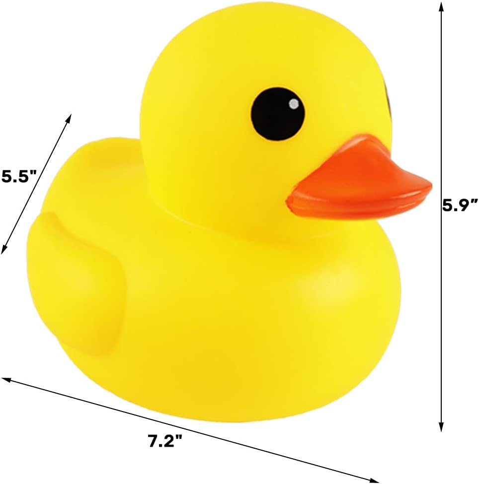 Yellow Rubber Ducks, Preschool Large Bath Toys Bathtub Floating Squeaky Duckies Gift for Baby Shower Infants Kids Toddler Party Decoration, 7.2 inches (Large)