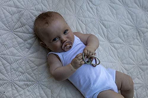 BIBS Pacifiers Colour Collection | Natural Rubber Baby Pacifier | Set of 2 BPA-Free Soothers | Made in Denmark | 0+ Months (Pack of 2) | Sand/Iron