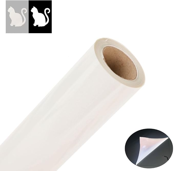 FUNKAKA Heat Transfer Vinyl Reflective White HTV Roll, Reflective HTV Vinyl