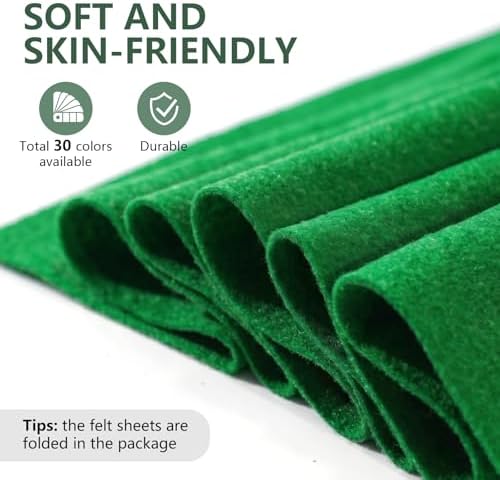 Pure Green Felt Fabric 36'' X 36'', 1.4mm Large Felt Sheets Soft Durable Crafts