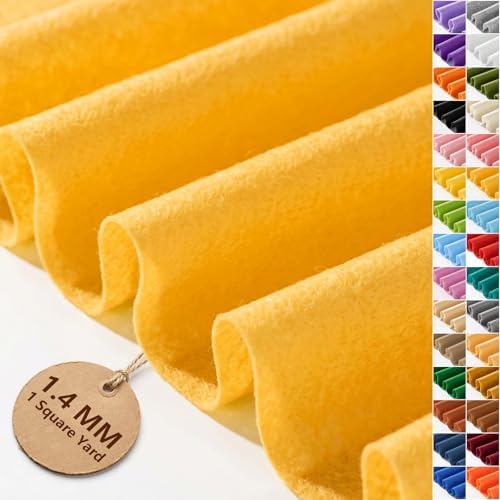 Mustard Yellow Felt Fabric 36'' X 36'', 1.4mm Large Felt Sheets Soft Durable