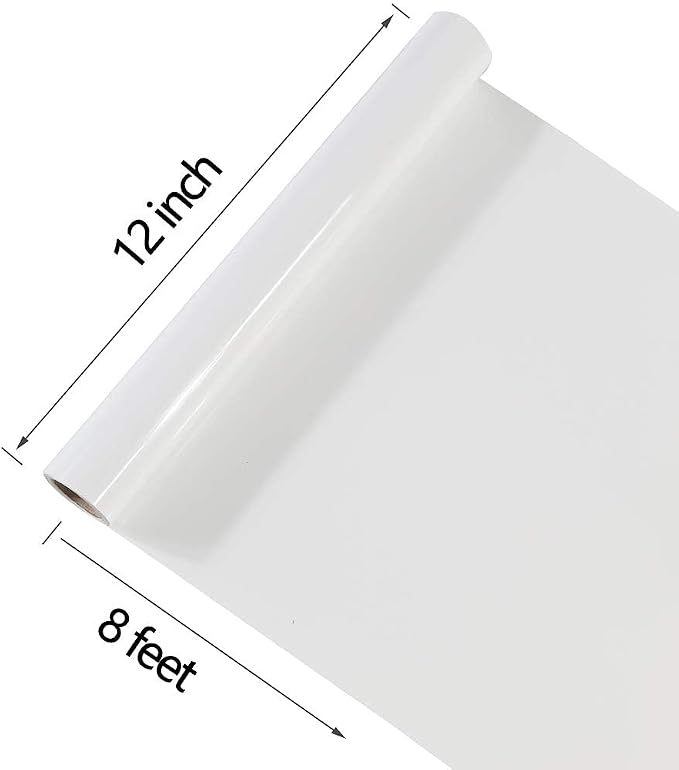 TUMIYA White Heat Transfer Vinyl HTV Rolls, Glossy Adhesive HTV Vinyl