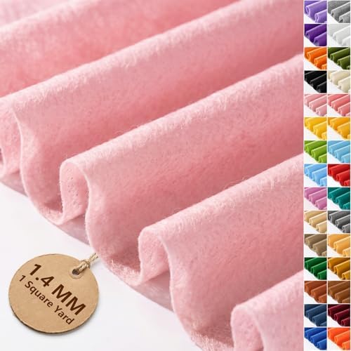 Baby Pink Felt Fabric 36'' X 36'', 1.4mm Large Felt Sheets Soft Durable Crafts