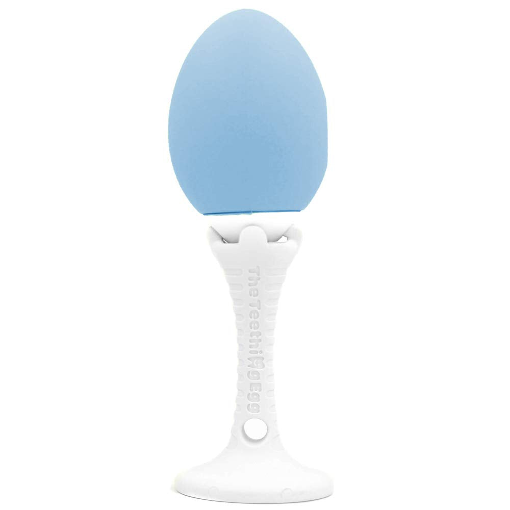 The Teething Egg and Grippie Stick - Baby Development Teething Toys 3, 4, 6, 12 Up to 18 Months Old Boy or Girl, Sensory Toys, A Baby Registry Must Have Teether, Blue