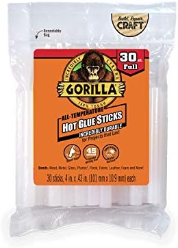 Gorilla Hot Glue Sticks, Full Size, Bonds: Wood, and More