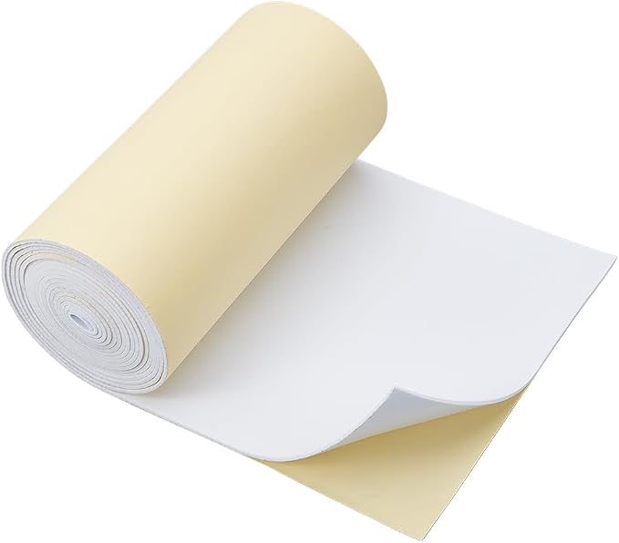 BENECREAT 118x8 Inch White Self Adhesive EVA Foam Roll, 2mm Thick Waterproof