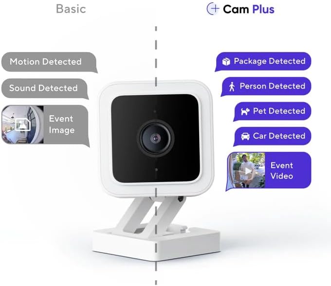 WyzeCam Cam V3 with 3-Months Cam Plus Cloud Storage Indoor Outdoor Plug-in Smart Security Camera, AI Motion Detection, WiFi Home Surveillance Camera, IR Color Night Vision, Siren Alarm, 2-Way Talk