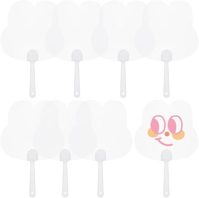10Pcs Blank Plastic Hand Fans PVC Transparent Hand Fan Cute Handheld