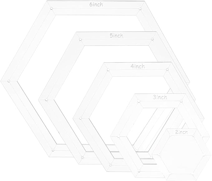 BENECREAT 5 Sizes Hexagon Quilting Template, Acrylic Intricate Sewing Machine
