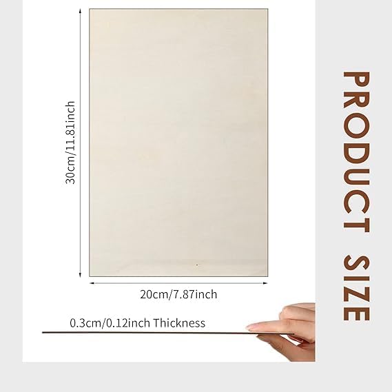Plywood Board 20PCS 12" x8" x 1/12 inch Basswood Sheets Thin Wood Sheets Perfect