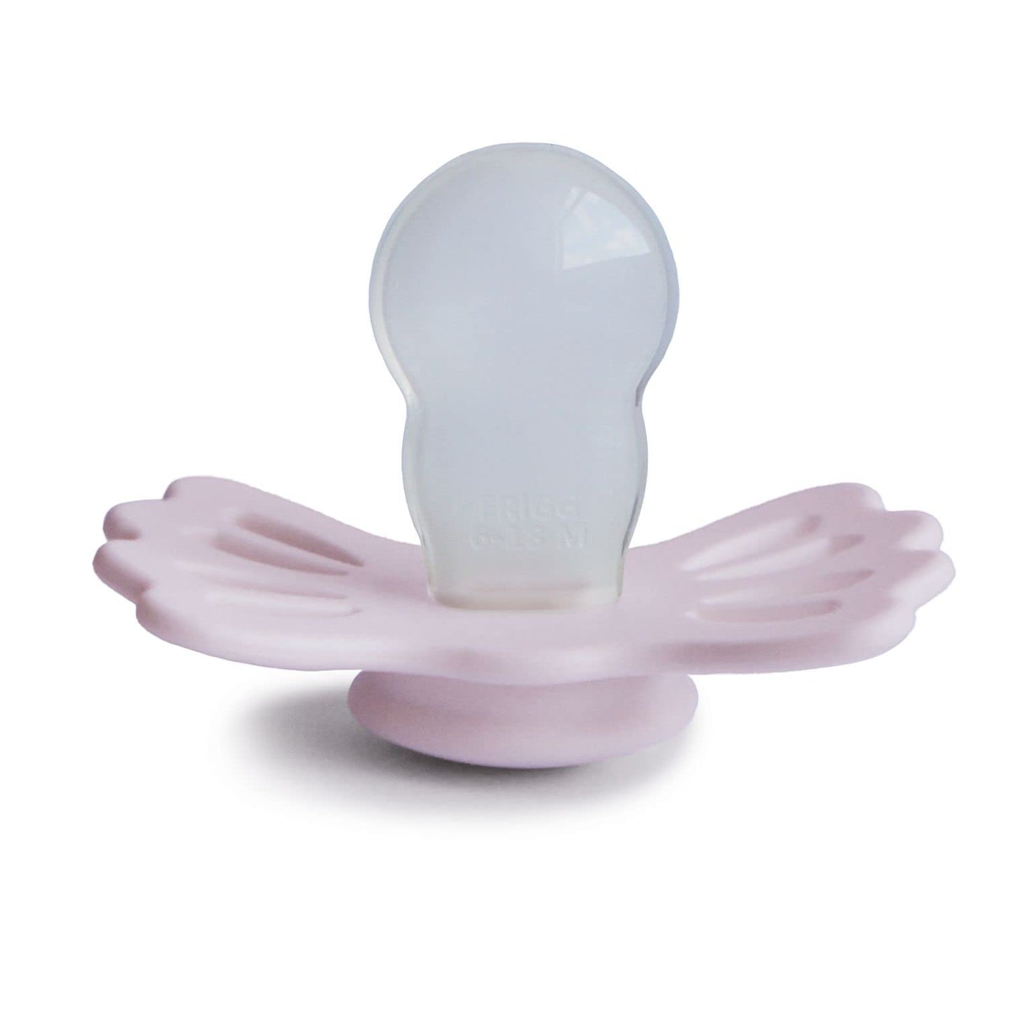 FRIGG Lucky Symmetrical SilkySoft Silicone Baby Pacifier | Made in Denmark | BPA-Free (White Lilac/Twilight Mauve, 6-18 Months)