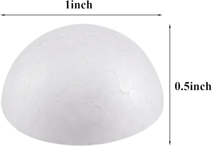 Crafjie 150PCS 1 Inchs Half Foam Balls White Half Round Polystyrene Foam Balls