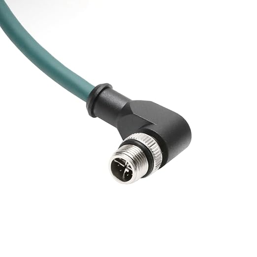 Alvin's Cables M12 X-Code 8 Pin Male to RJ45 Ethernet Cable for Cognex Keyence Camera, High-Flex Cat6a Cable for Industrial Automation, Fieldbus Module, Robotics, Right Angle 3.3ft/1m Green