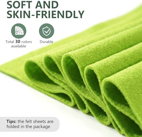 Apple Green Felt Fabric 36'' X 36'', 1.4mm Large Felt Sheets Soft Durable