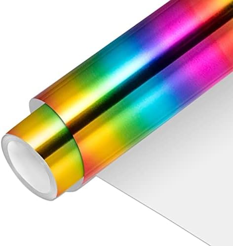VINYL FROG Rainbow Metallic Foil Heat Transfer Vinyl 12" x5ft HTV Vinyl Roll