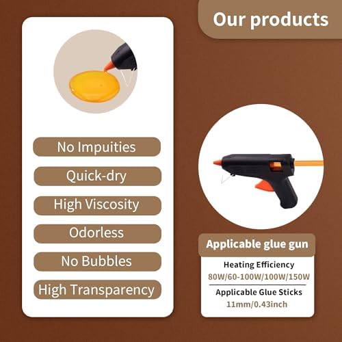 MATUFF Yellow High Viscosity Hot Glue Sticks, 0.43' Dia x 8' Long,
