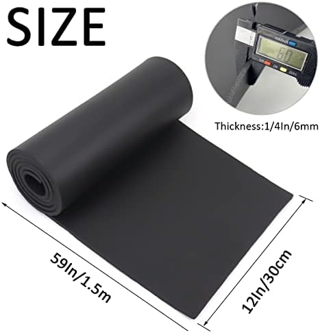 Sponge Neoprene Foam Sheet Without Adhesive 1/4''T x 12''W x 59''L | Black Foam