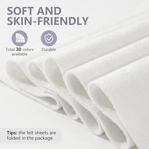 Ice White Felt Fabric 36'' X 36'', 1.4mm Large Felt Sheets Soft Durable Crafts