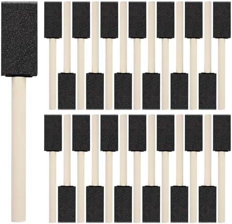 40 Pcs 1'' Foam Paint Brushes, Sponge Paint Brush, Wooden Handles Foam Brush