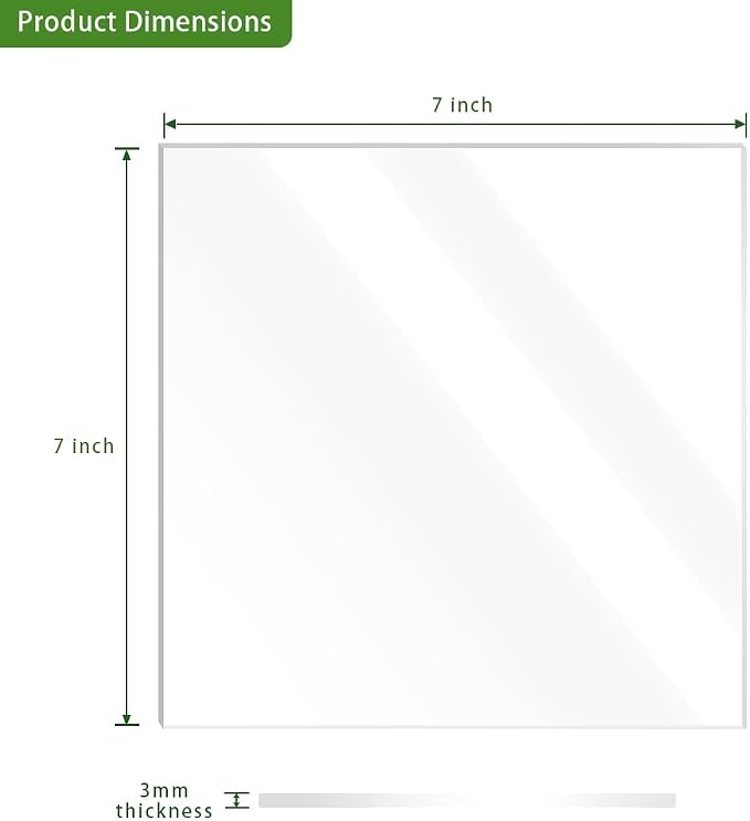 7 x 7 Acrylic Sheet 1/8 Thick 3mm 6 Pieces Plexiglass Sheet,