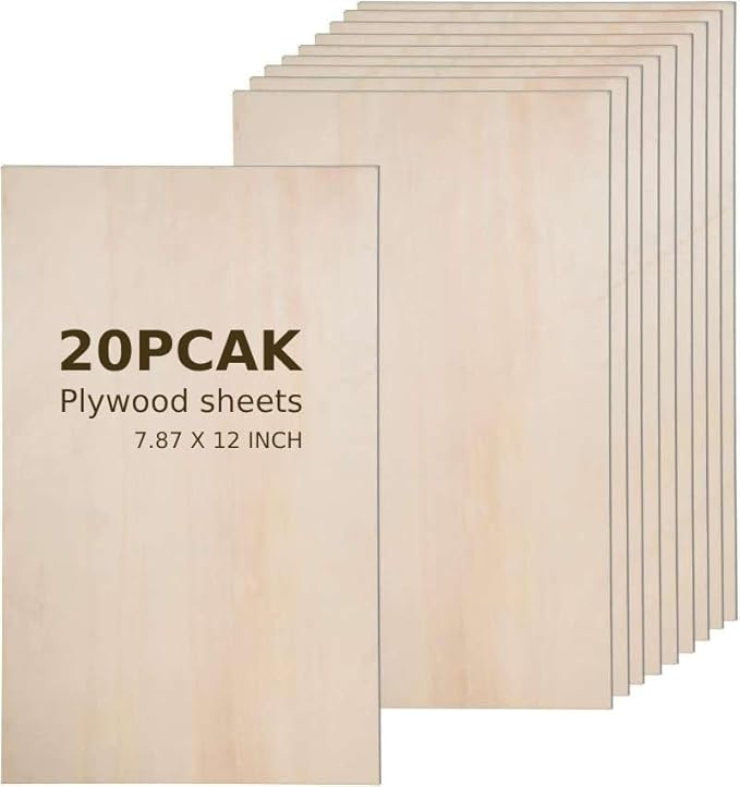 Plywood Board 20PCS 12" x8" x 1/12 inch Basswood Sheets Thin Wood Sheets Perfect