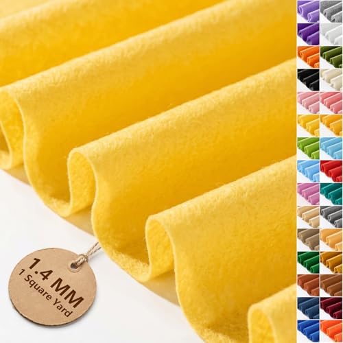 Yellow Felt Fabric 36'' X 36'', 1.4mm Large Felt Sheets Soft Durable Crafts