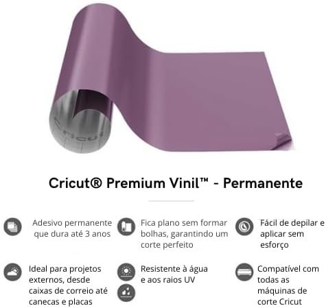 Cricut Premium Permanent Vinyl, Light Purple - 4ft Roll - Compatible