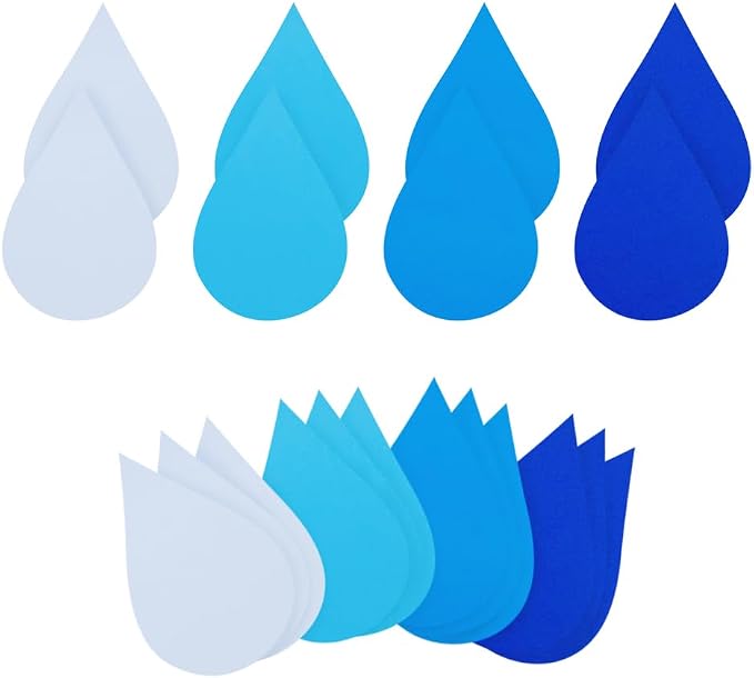 GSHLLO 120 Pcs Blue and White Raindrop Cutouts Cute Bulletin Board Cut Outs