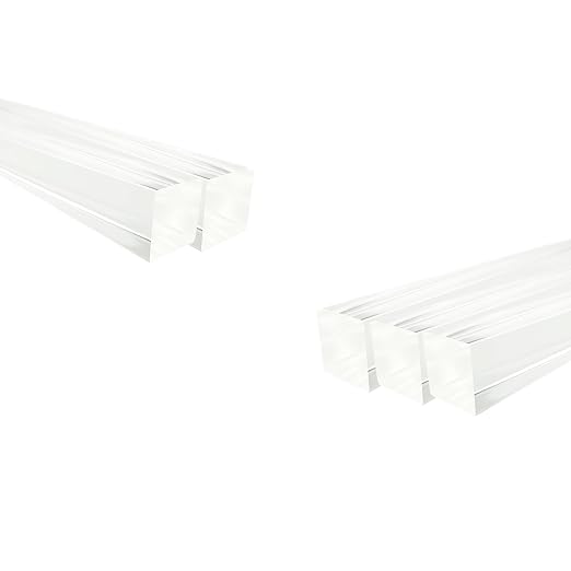 5Pcs Clear Acrylic Square Rods, 10mm x 300mm Transparent Plastic Dowel Sticks