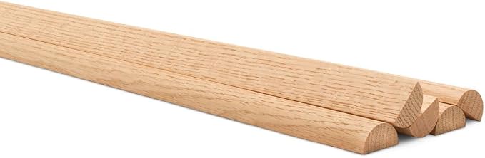 Split Oak Dowel Rods 1-inch x 36-inch, Unfinished Fluted Molding Trim