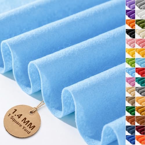 Sky Blue Felt Fabric 36'' X 36'', 1.4mm Large Felt Sheets Soft Durable Crafts