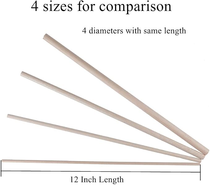 30 Pack Round Wood Dowel Rods 1/4x1/4x12 Inch Balsa Wood Sticks φ1/4 Inch