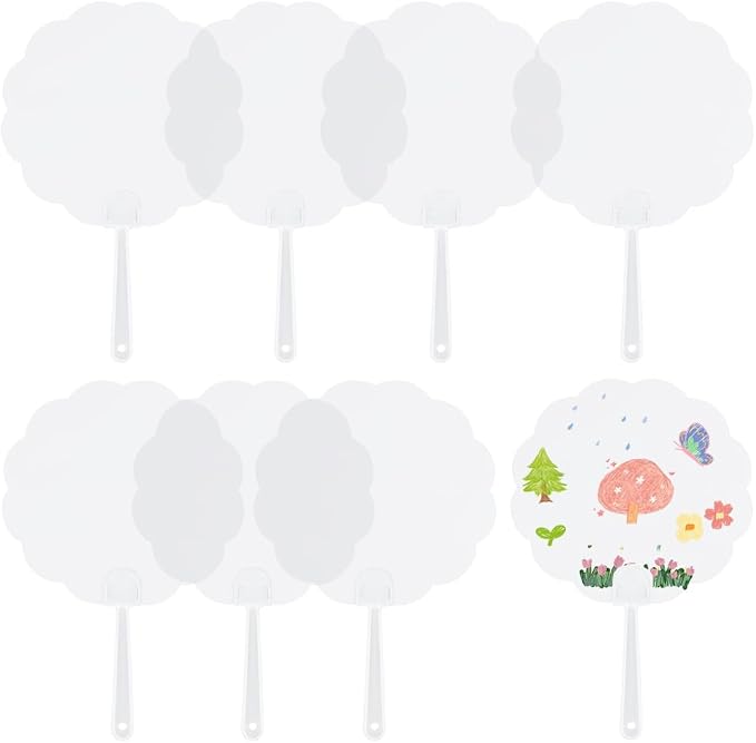 10Pcs Blank Plastic Fans Blank Hand Held Fans Flat PVC Clear Transparent Summer